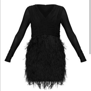 Black feather party dress